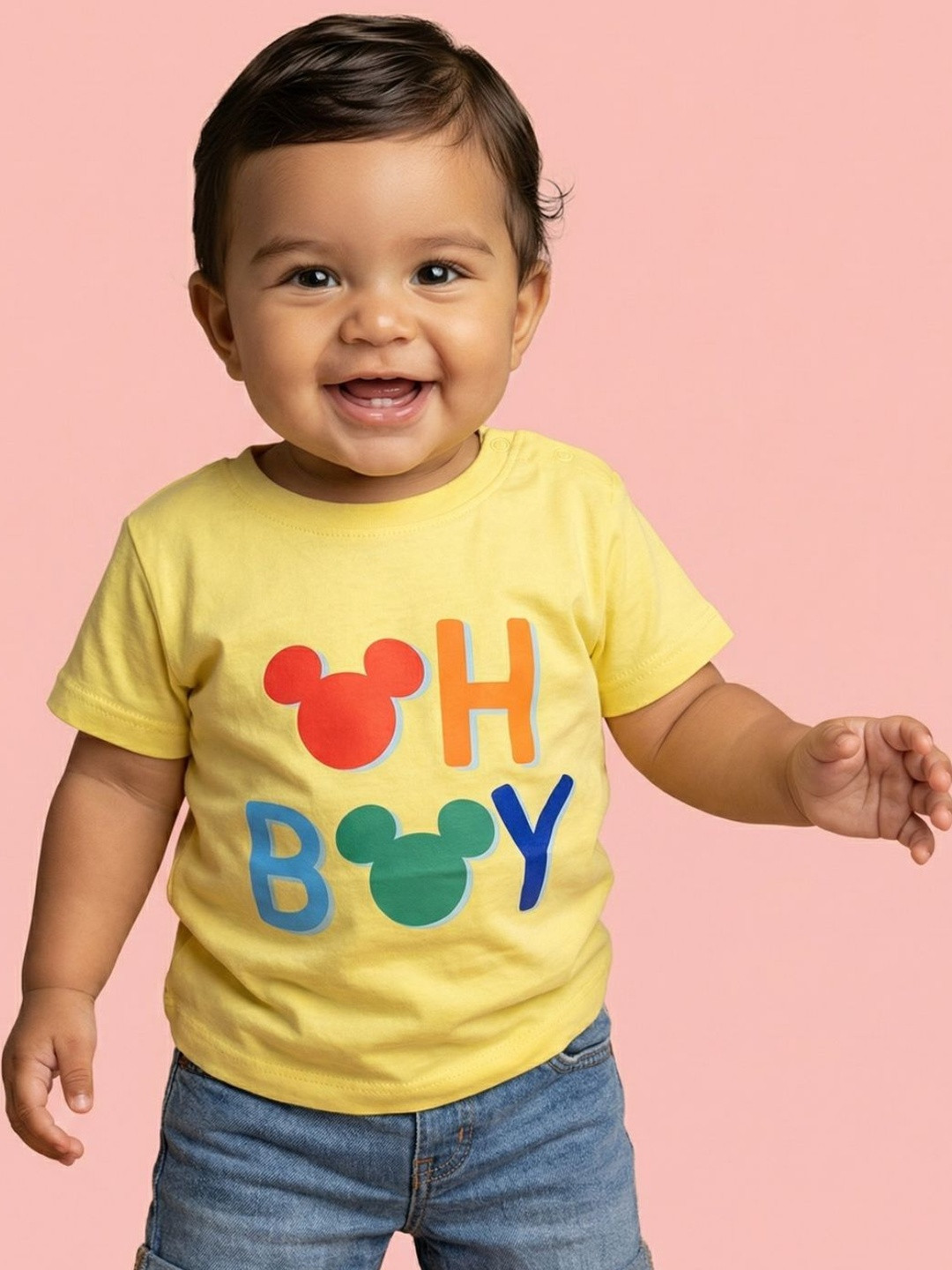 NautiNati Disney Boys Sticker Print Mickey Mouse Cotton T-shirt