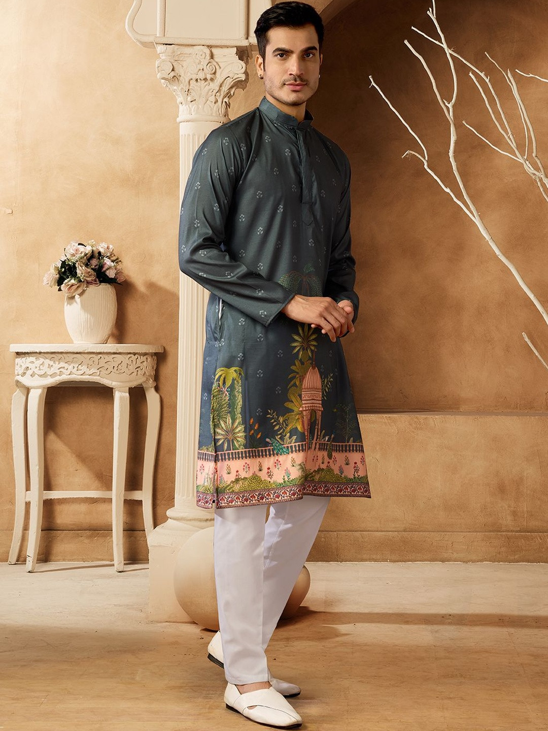 House of Pataudi Men Ethnic Motifs Printed Kurta