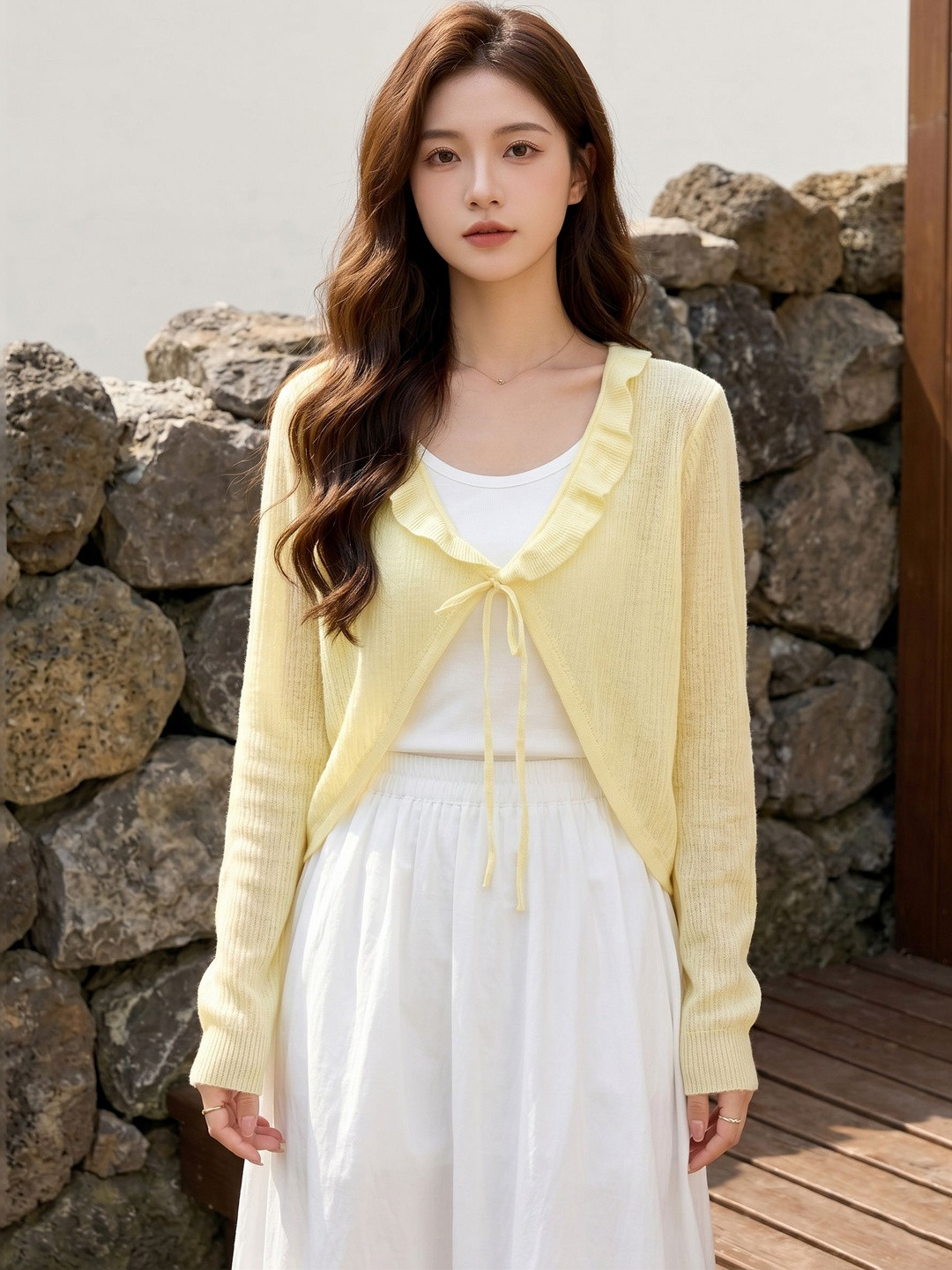 Suo Women Crop Tie-Up Shrug