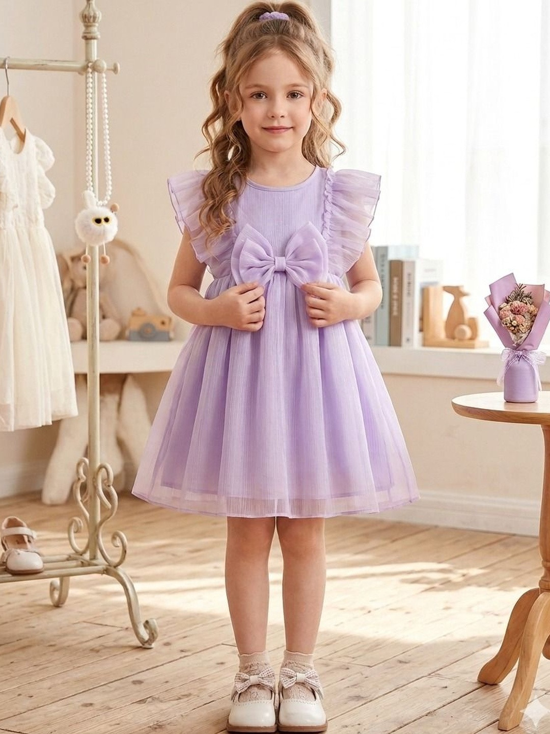 TIOR Flutter Sleeve Ruffled A-Line Dress