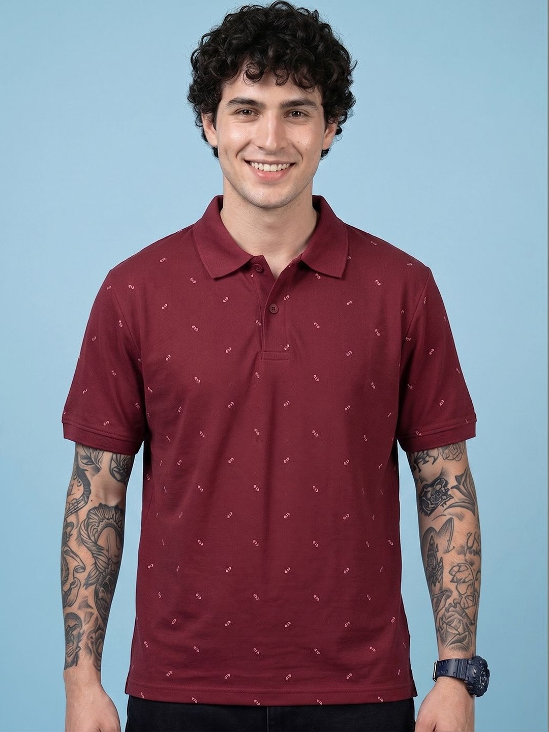 AIN6 Men Printed Polo Collar T-shirt