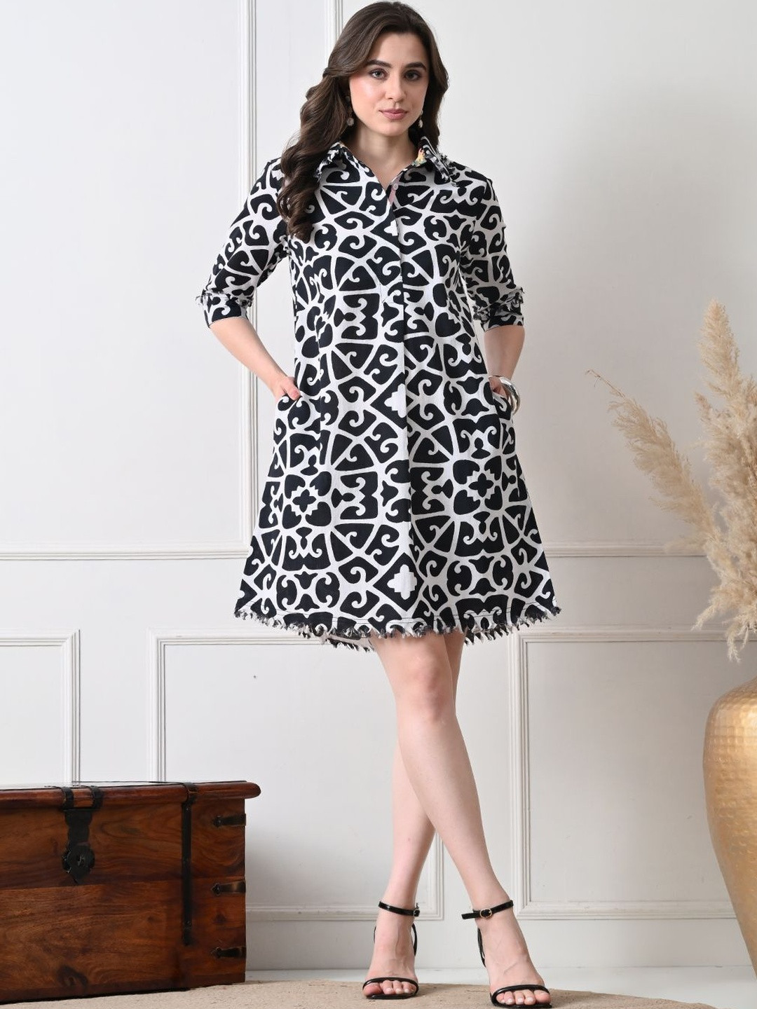 Ikonic klaer Print Shirt Dress