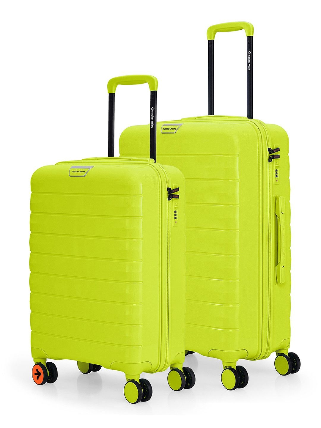 Nasher Miles Vienna Set of 2 Lime Punch 8 Wheels Hardside 55cm & 65cm Trolley Suitcase
