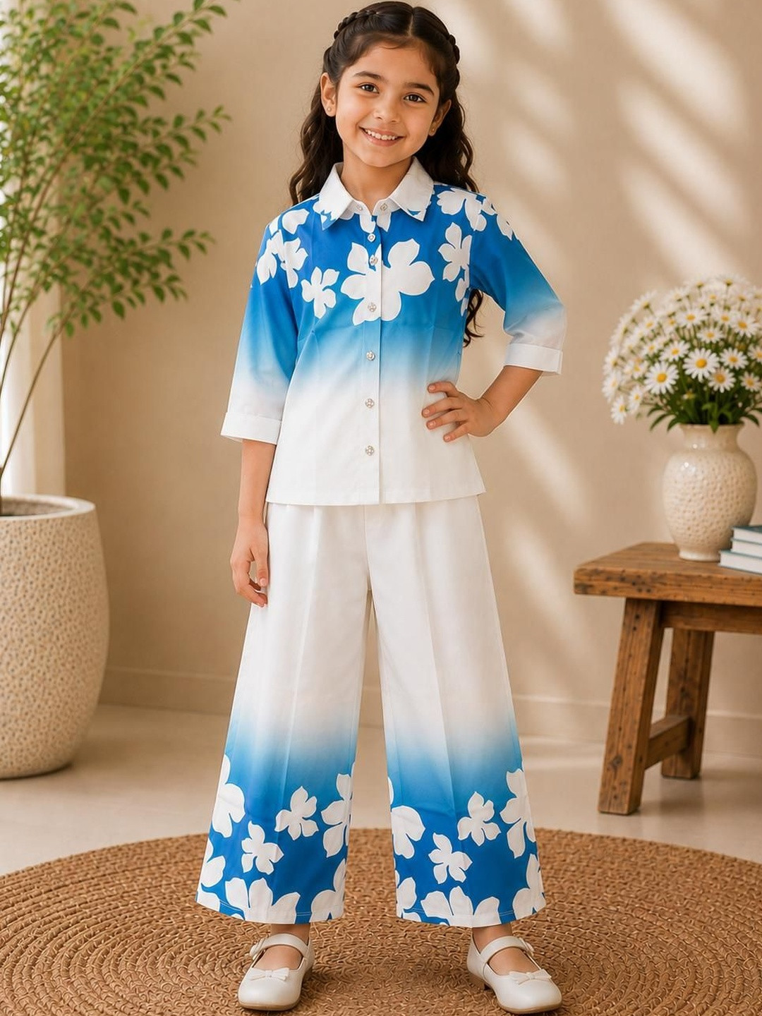LAARTHAY Floral Printed Shirt with Palazzos