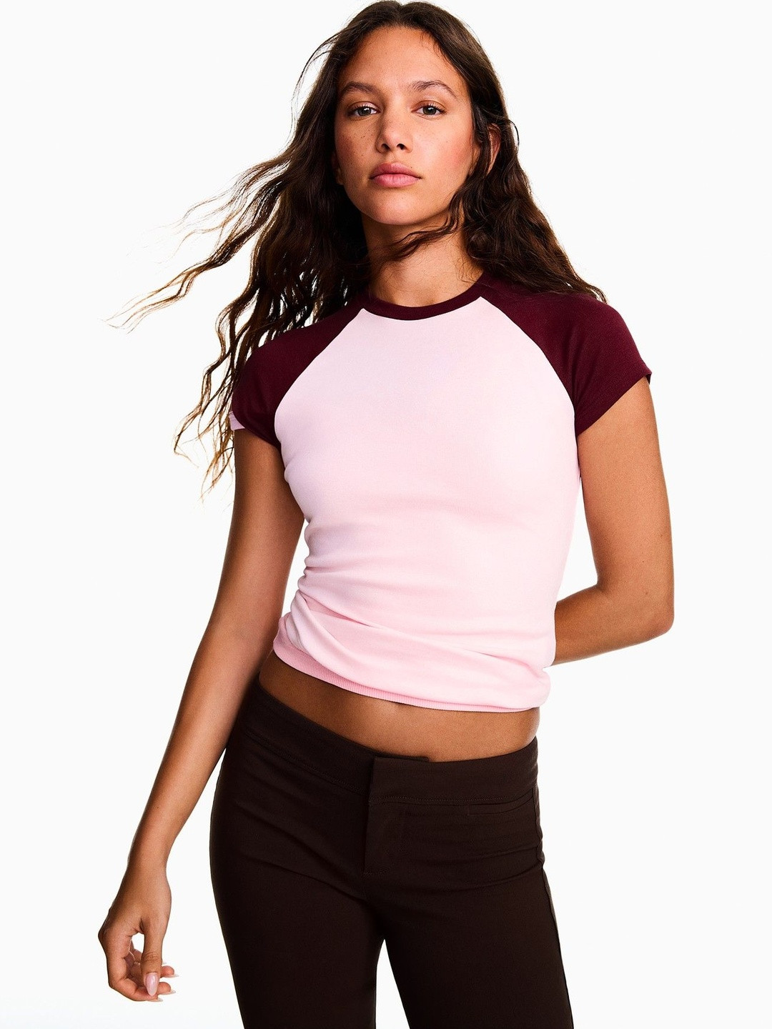 Bershka Fitted Raglan T-shirt