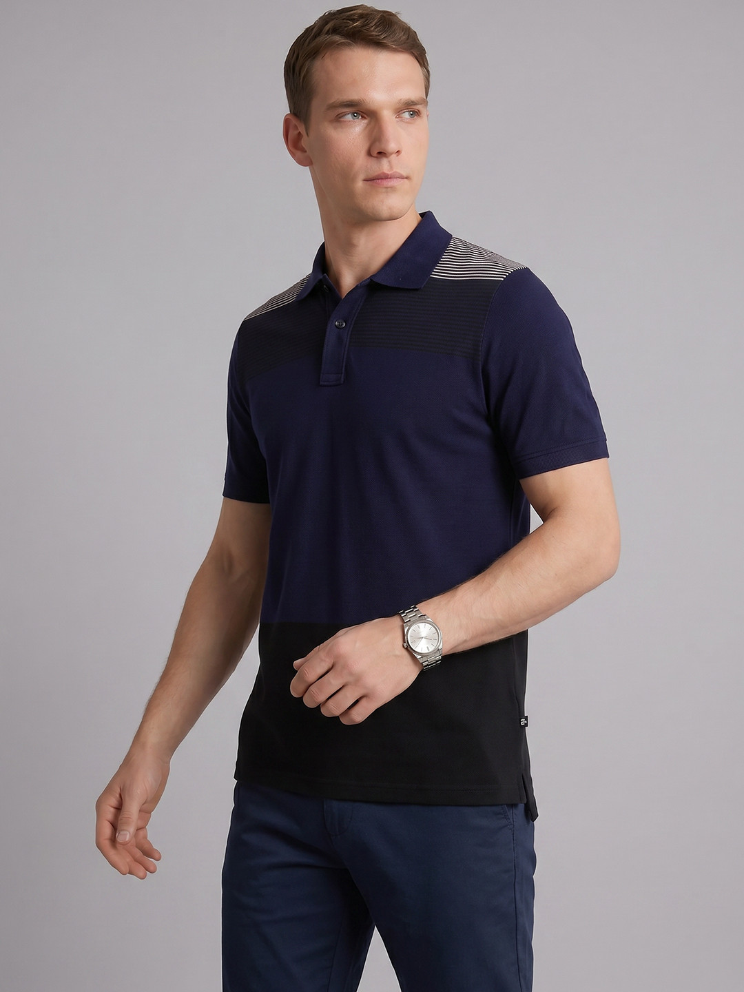 Blackberrys Striped Polo Collar T-Shirt