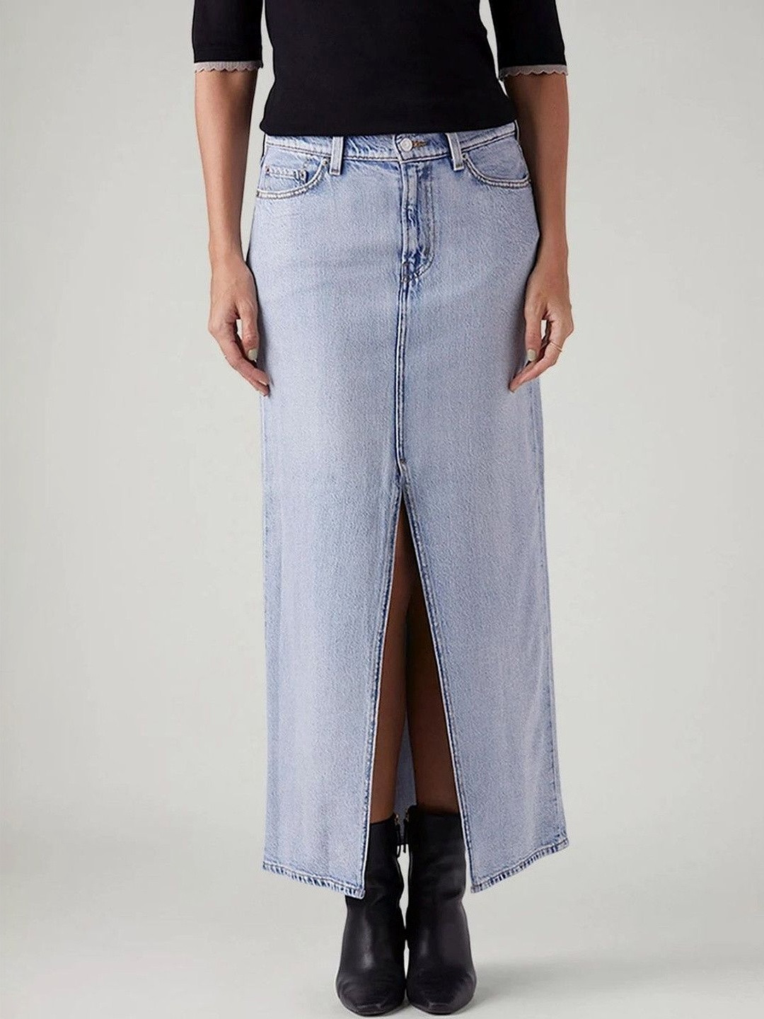 Levis Women Cotton Front Slit Maxi Straight Skirt