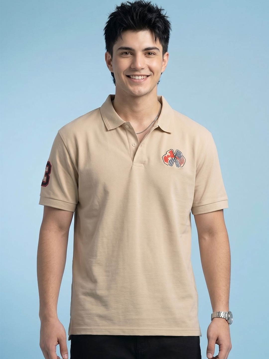 AIN6 Men Printed Polo Collar T-shirt