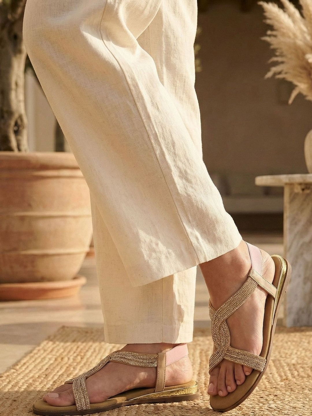 SHOEBEE Women Embellished Open Toe Flats