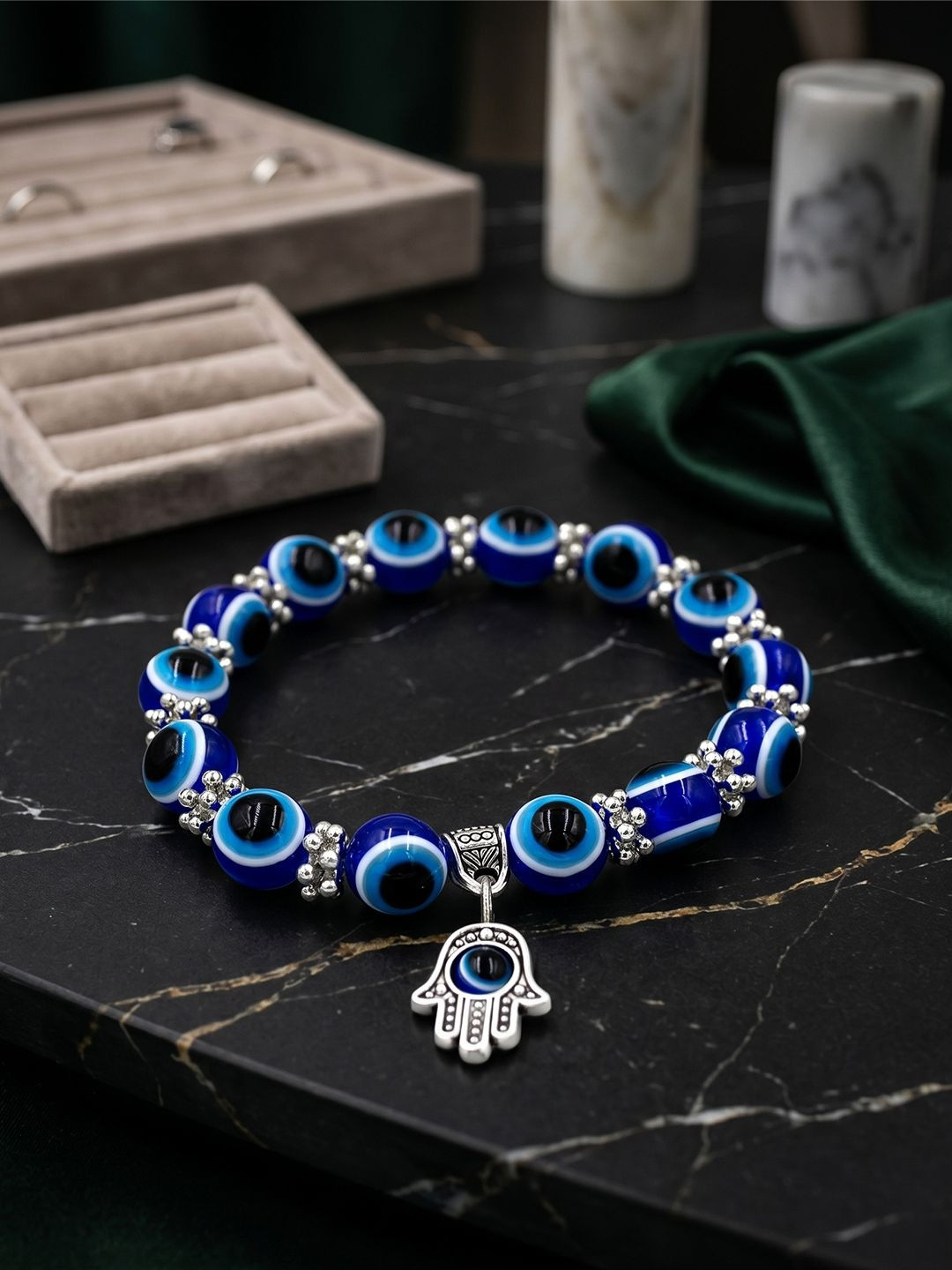 YouBella Women Silver Plated Elasticated Bracelet