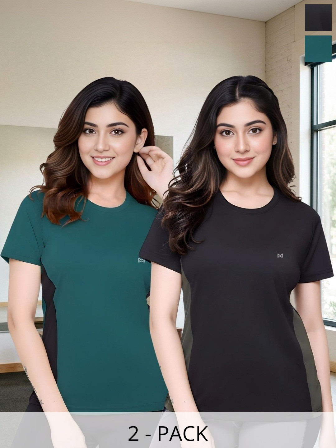 White Moon Women 2 Colourblocked T-shirt