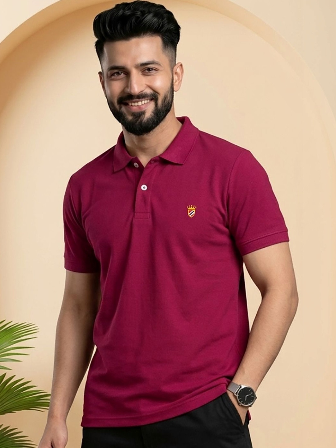 RELANE Men Brand Logo Polo Collar T-shirt