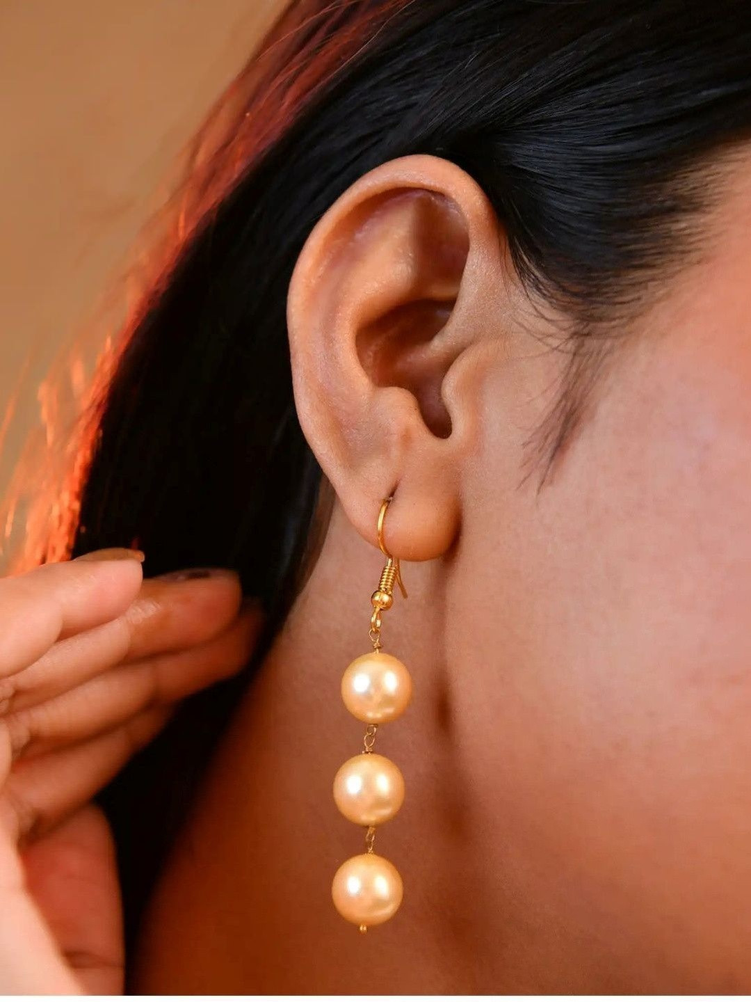 Totapari Brass Plated Artificial Beads Drop Earrings