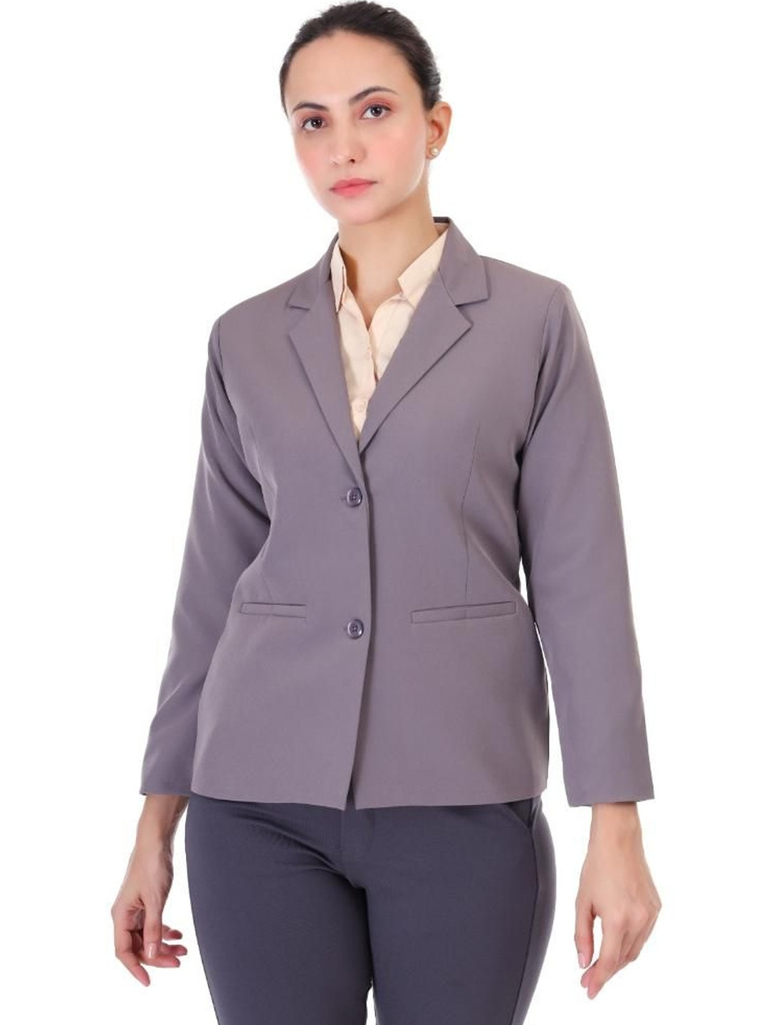 MODNY Plus Size Classic Single Breasted Solid Formal Blazer