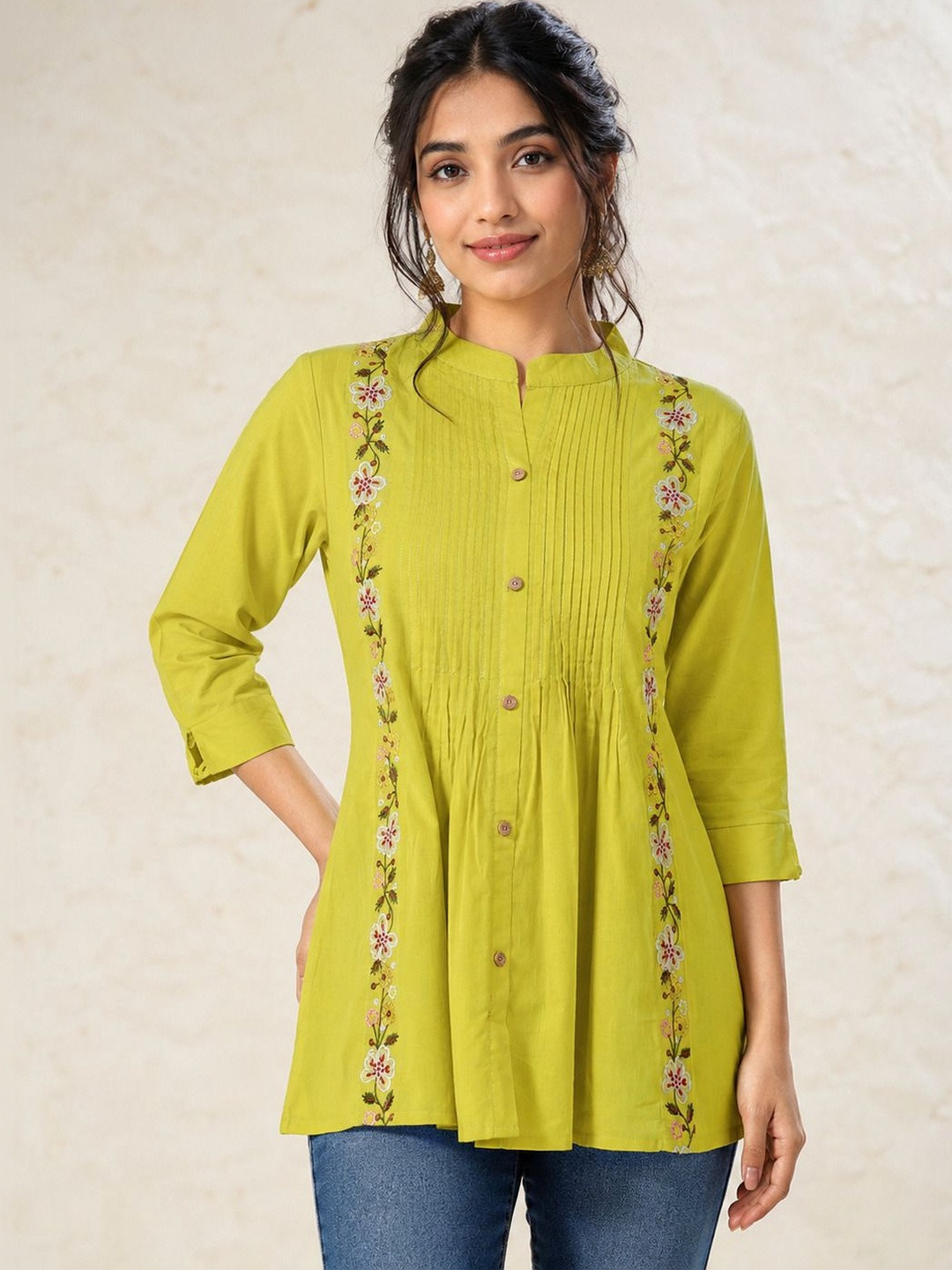 GULMEHAK Mandarin Collar Embroidered Tunic