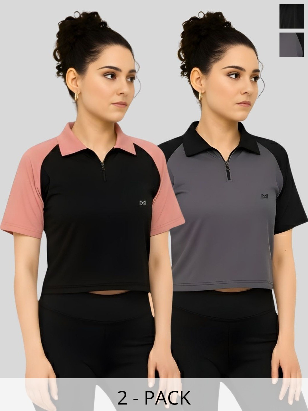 White Moon Women Brand Logo 2 Colourblocked Polo Collar Dri-FIT T-shirt