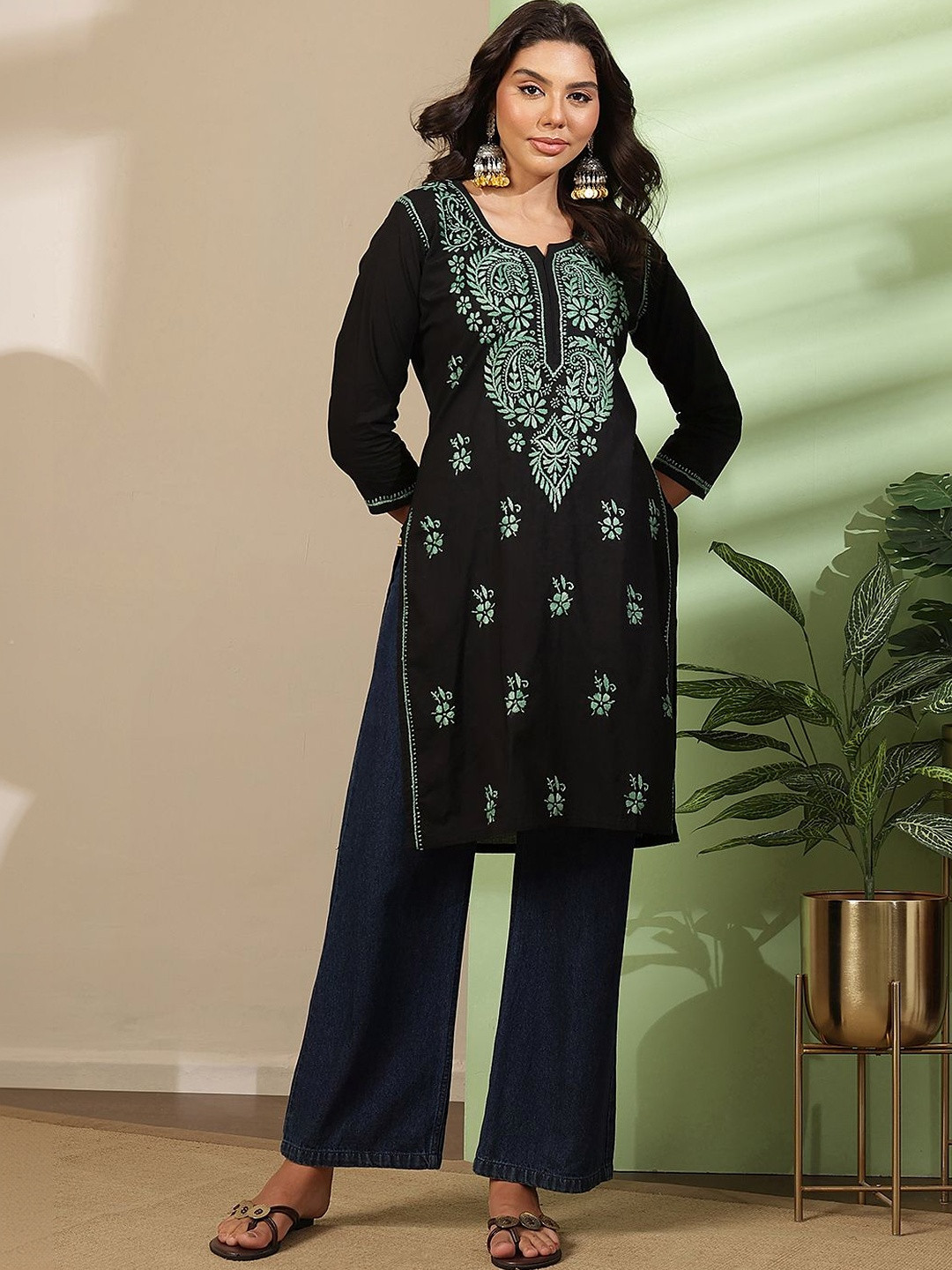 ADA Women Ethnic Motifs Embroidered Chikankari Kurta