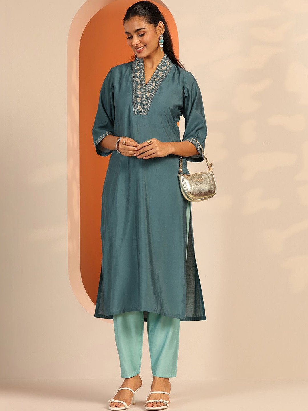 Gerua By Libas Women Ethnic Motifs Embroidered Thread Work Kurta