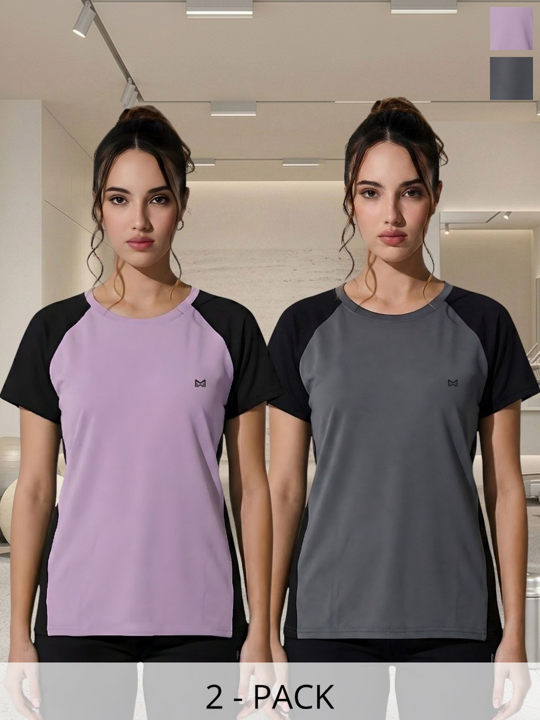 White Moon Women Brand Logo 2 Colourblocked Dri-FIT T-shirt