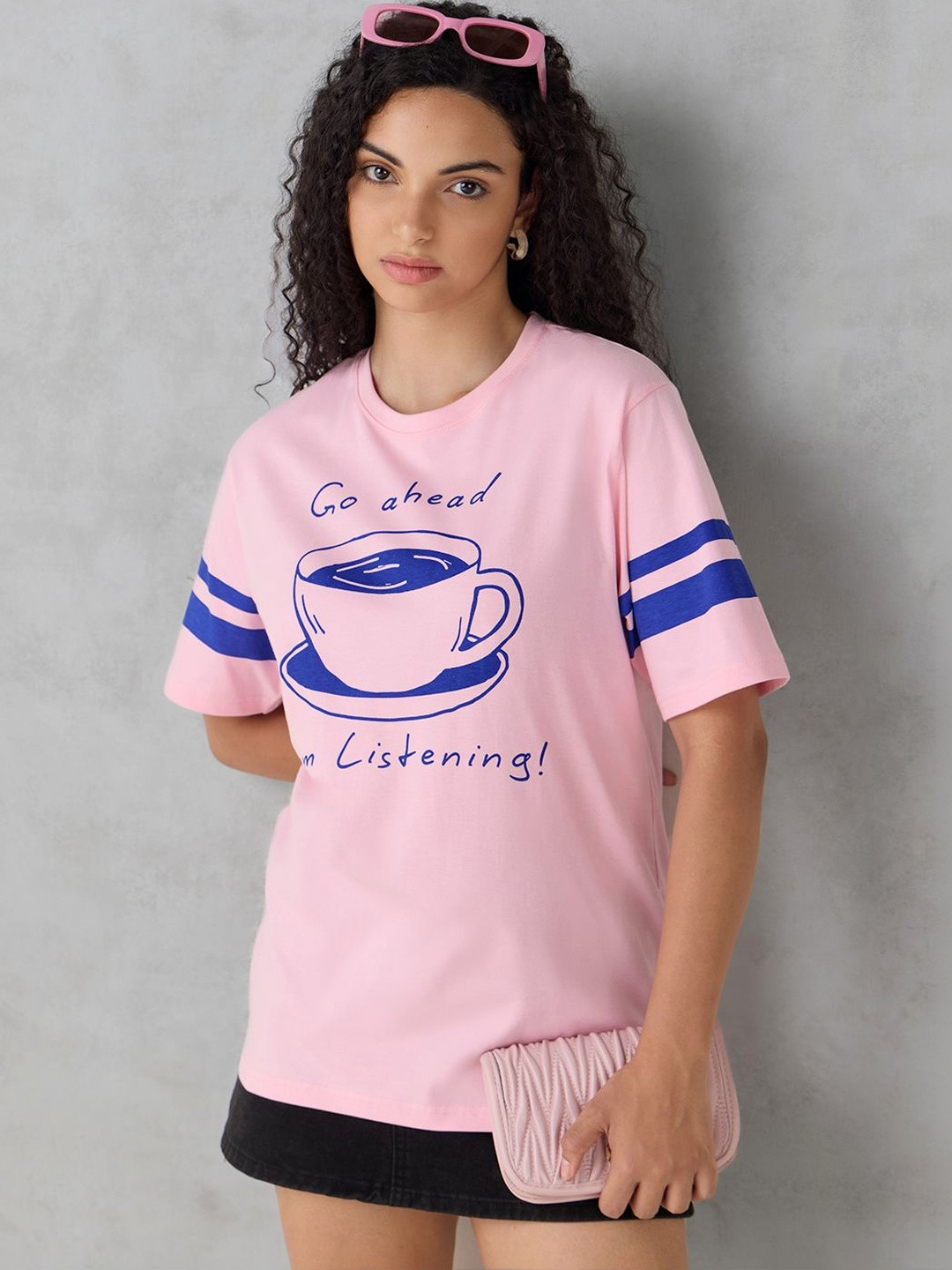 DILLINGER Women Half Sleeve Printed Oversized Fit Tshirt
