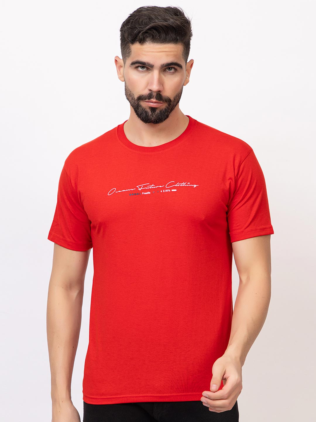 ZEFFIT Typography Printed Round Neck Short Sleeves T-shirt