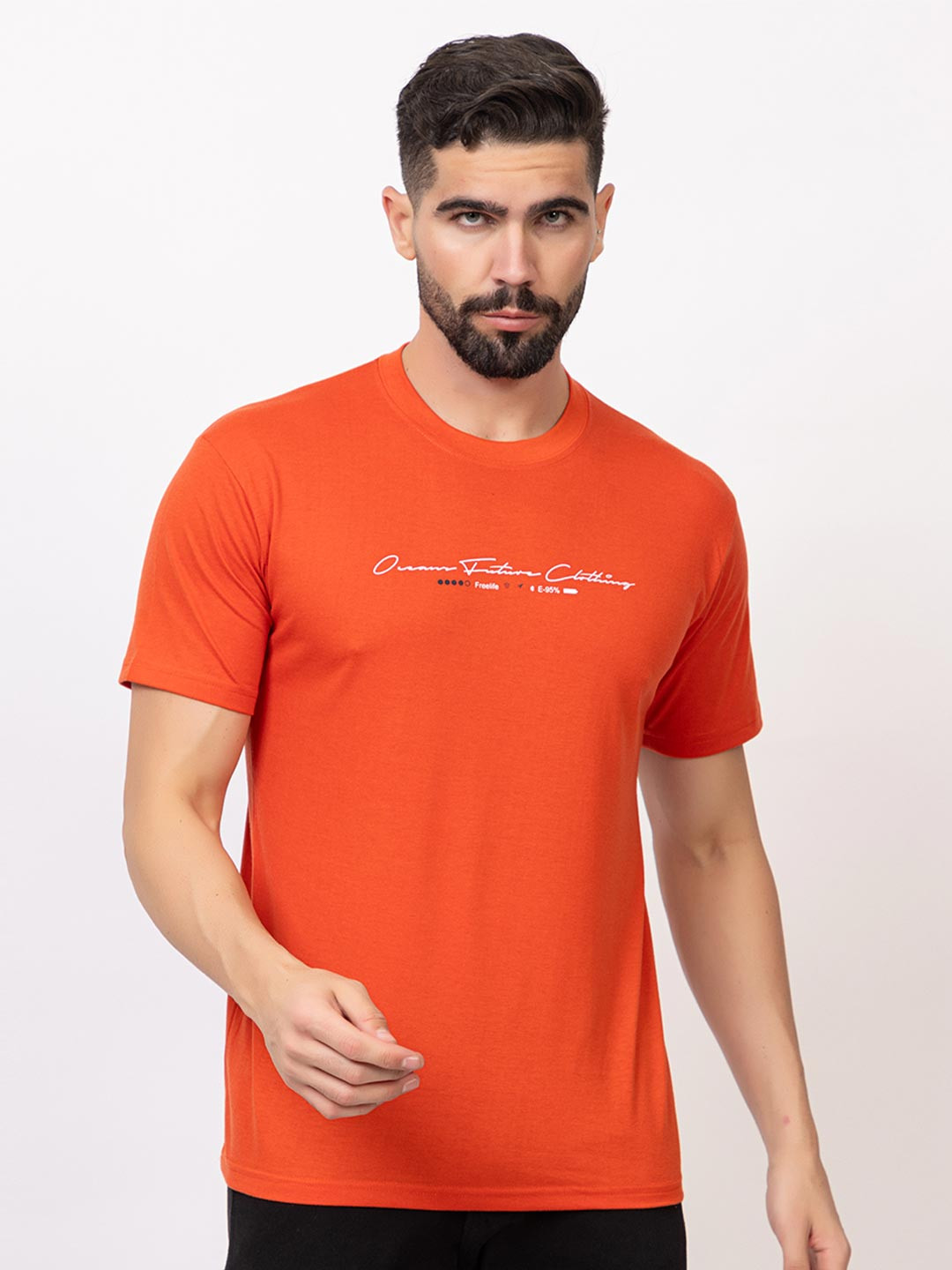 ZEFFIT Typography Printed Round Neck Short Sleeves T-shirt