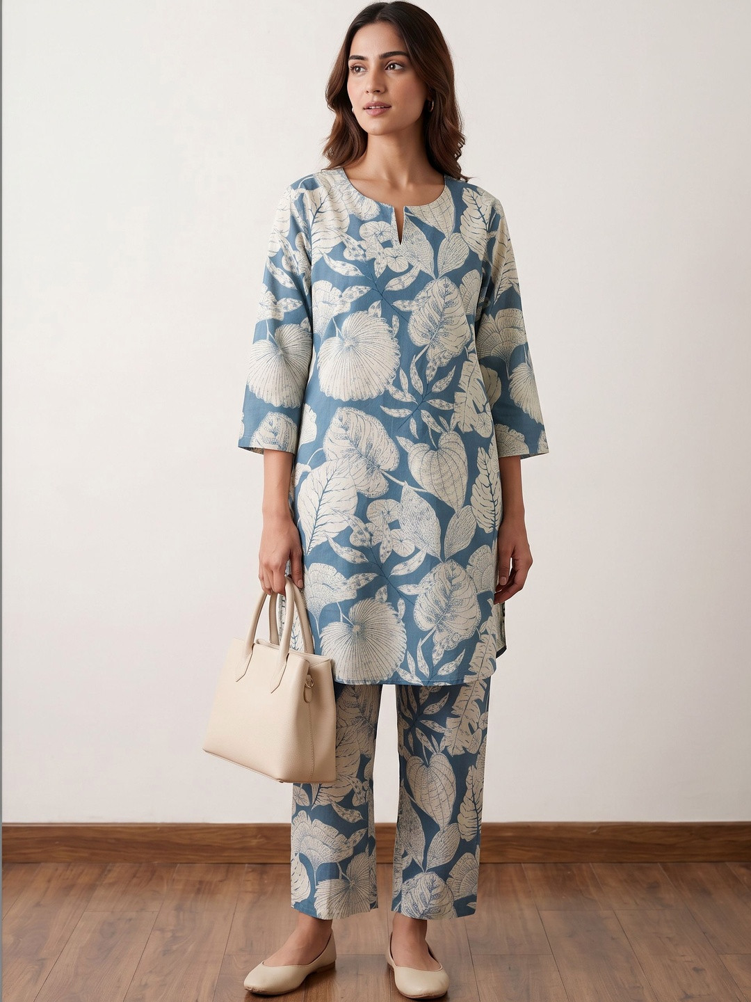 Kirrin Floral Cotton Printed Tunic with Trousers