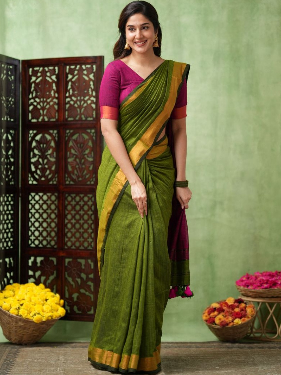 Sutisancha Woven Design Zari Pure Cotton Khadi Saree