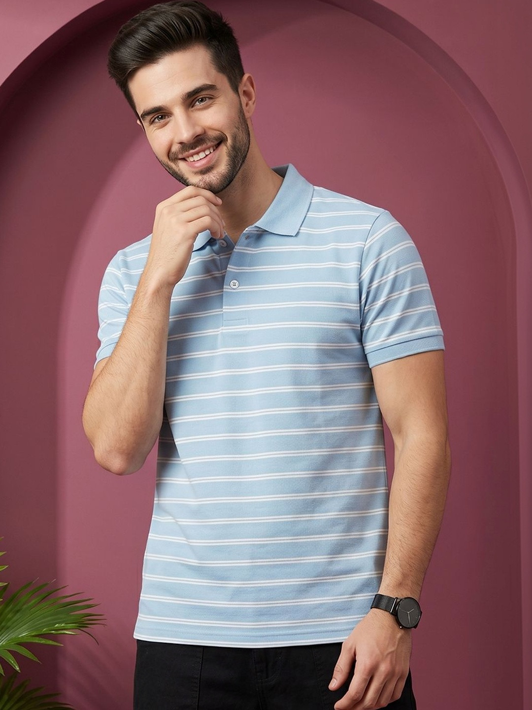 Kook N Keech Men Striped Polo Collar T-shirt