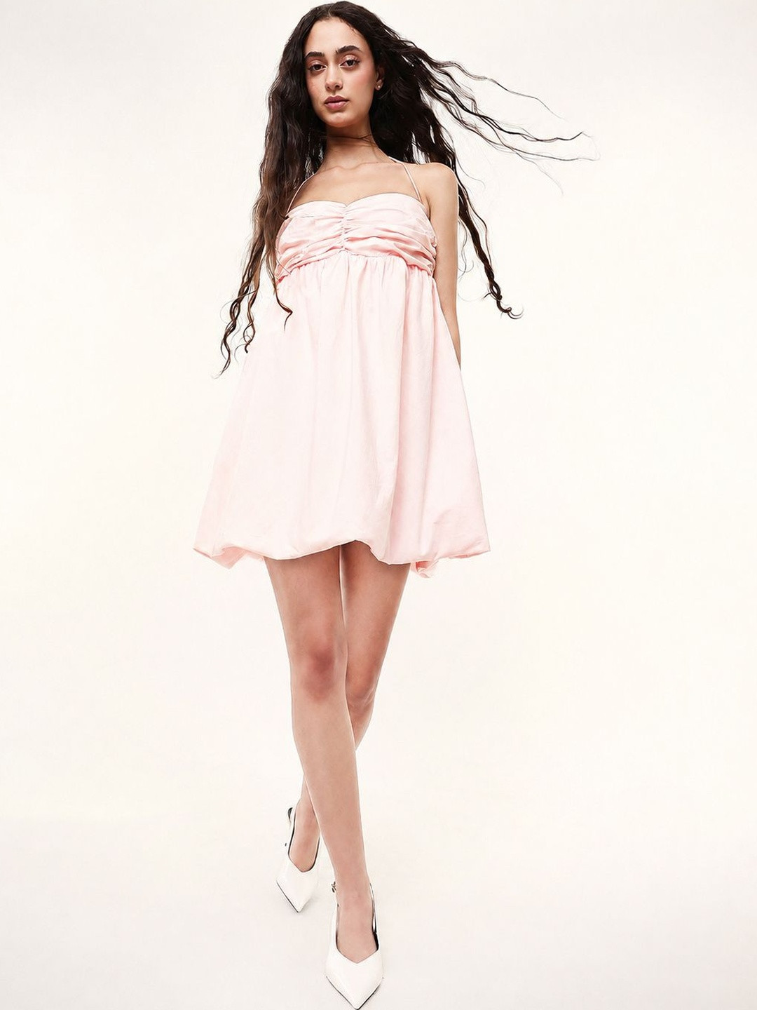 DL Woman Halter Neck Drop-Waist Mini Dress