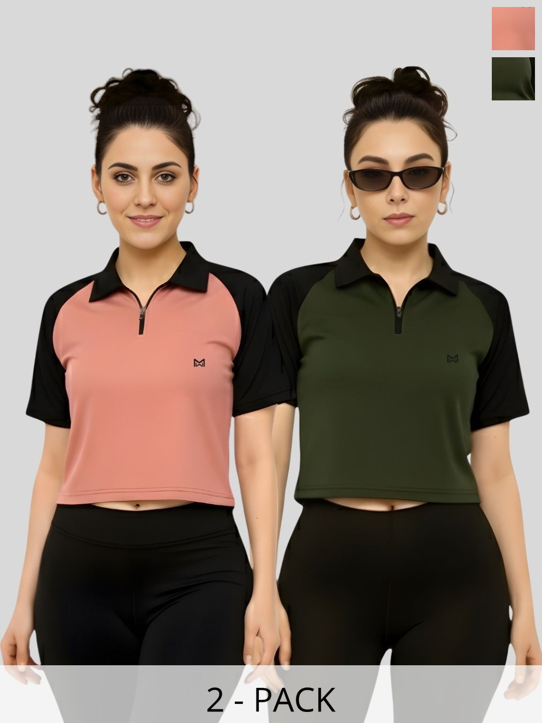 White Moon Women Brand Logo 2 Colourblocked Polo Collar Dri-FIT T-shirt
