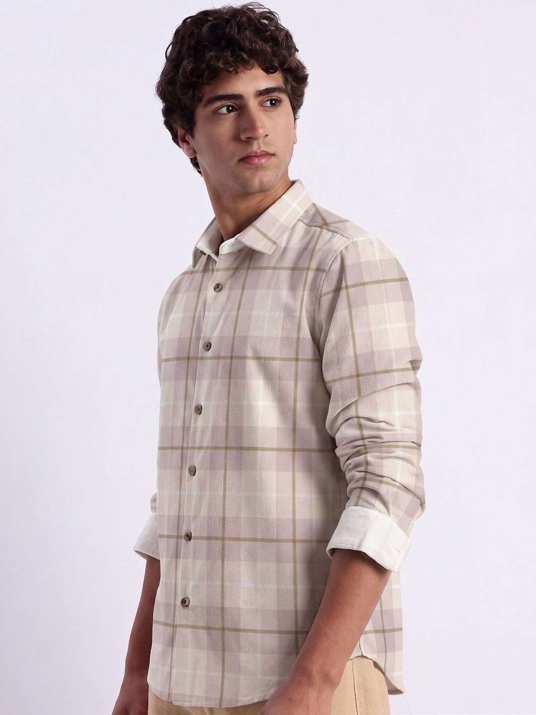 VELKYNOX Men Comfort Slim Fit Checked Casual Shirt