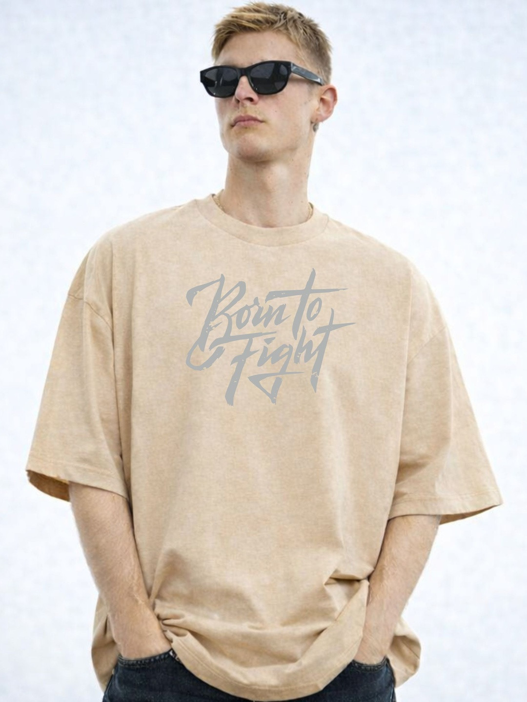 HIOR Men Typography Printed Drop-Shoulder Sleeves T-shirt