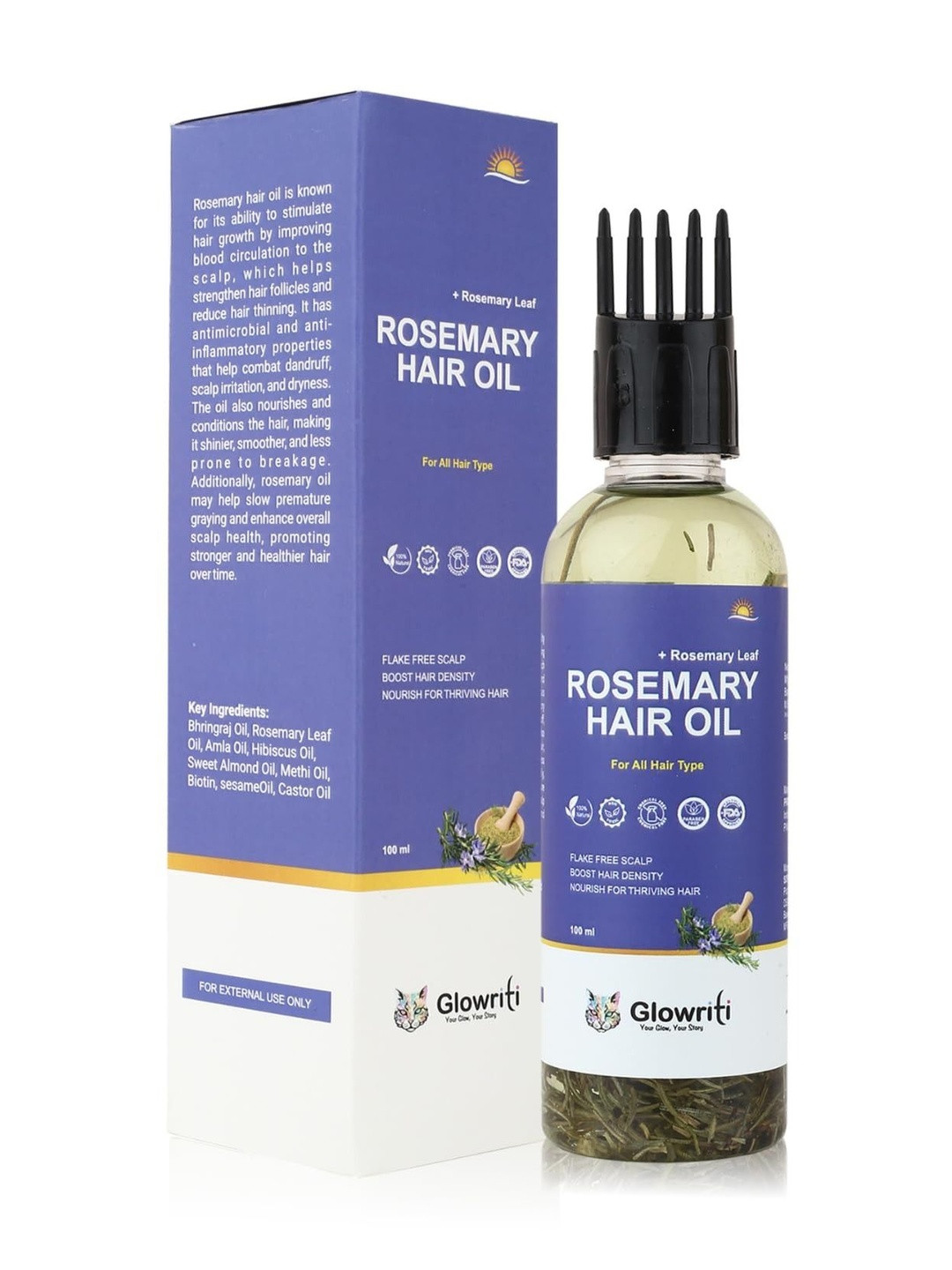GLOWRITI Cold Pressed Rosemary Hair Oil - 100 ml