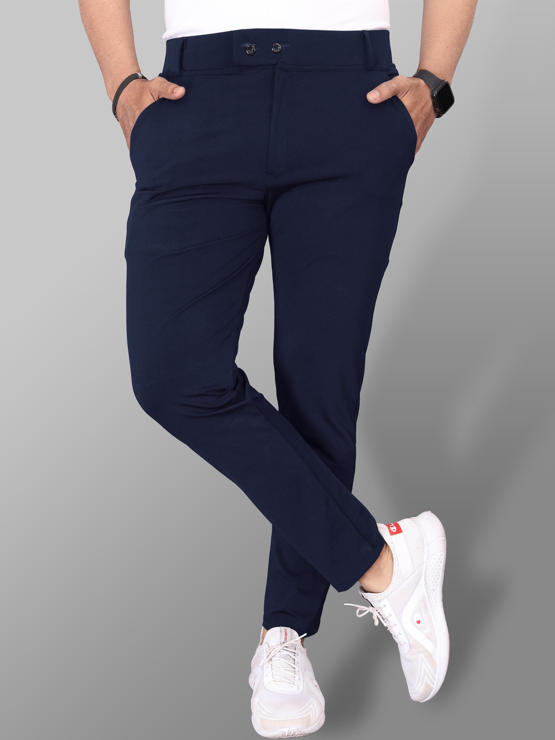 CHROVEL Men Slim Fit High-Rise Trousers