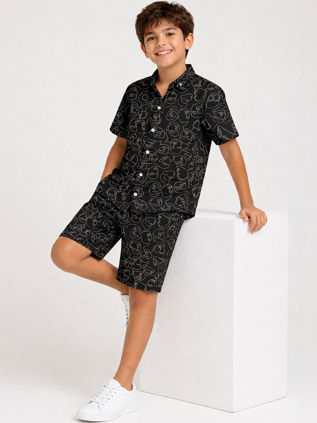 YK Boys Printed Shirt with Shorts