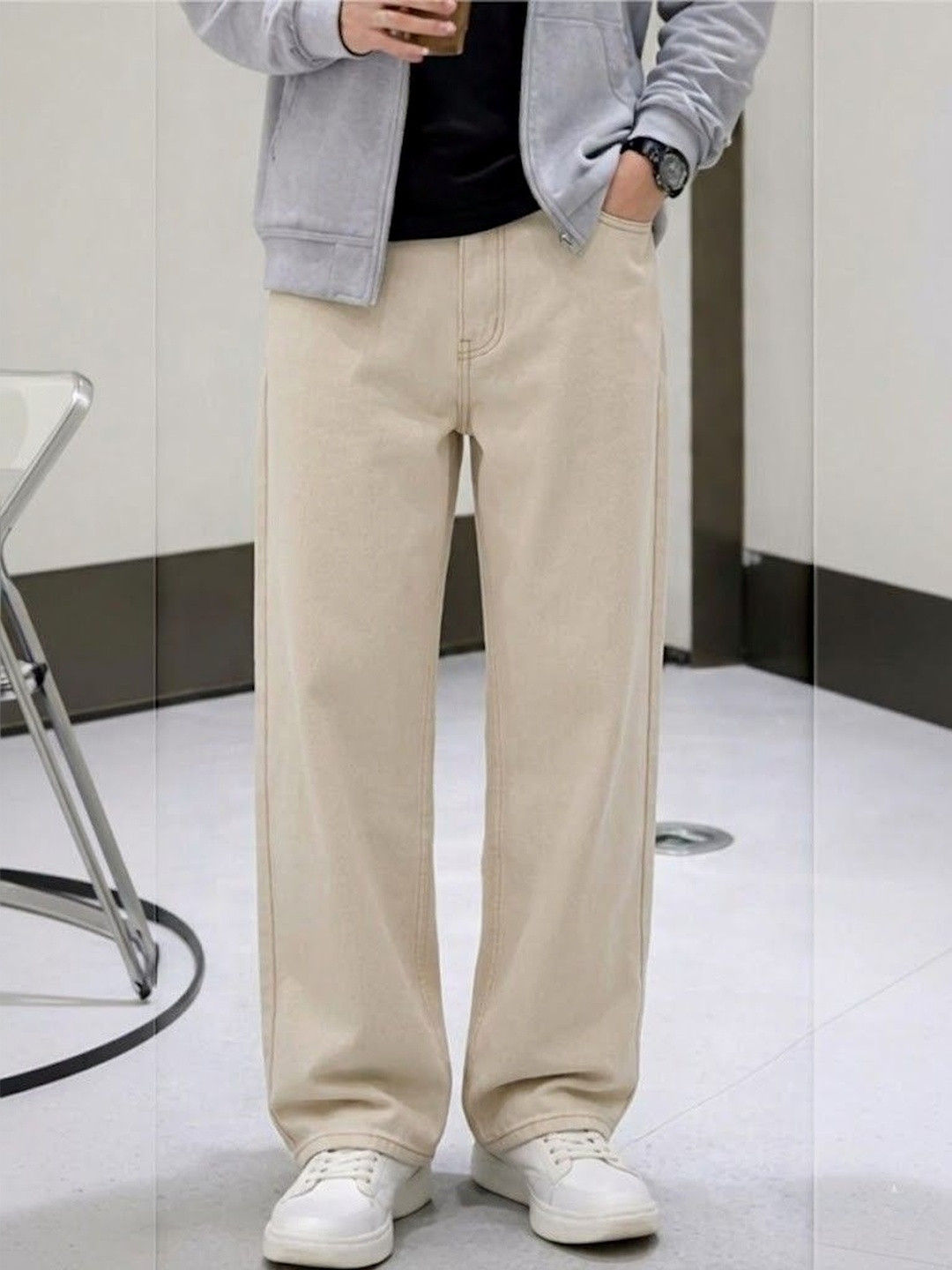 FEBRi Men Wide Leg Mid-Rise Jeans