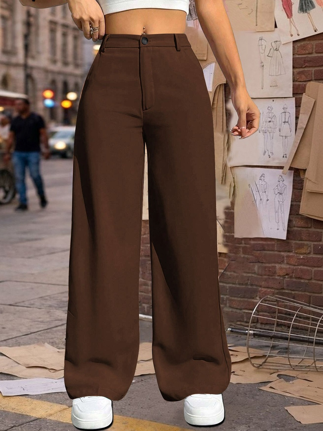 STRV Women Solid High Waist Trouser