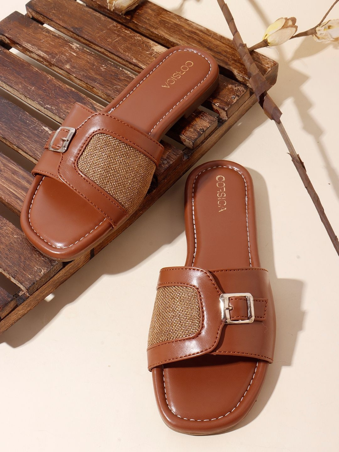 CORSICA Women Open Toe Flats with Buckles
