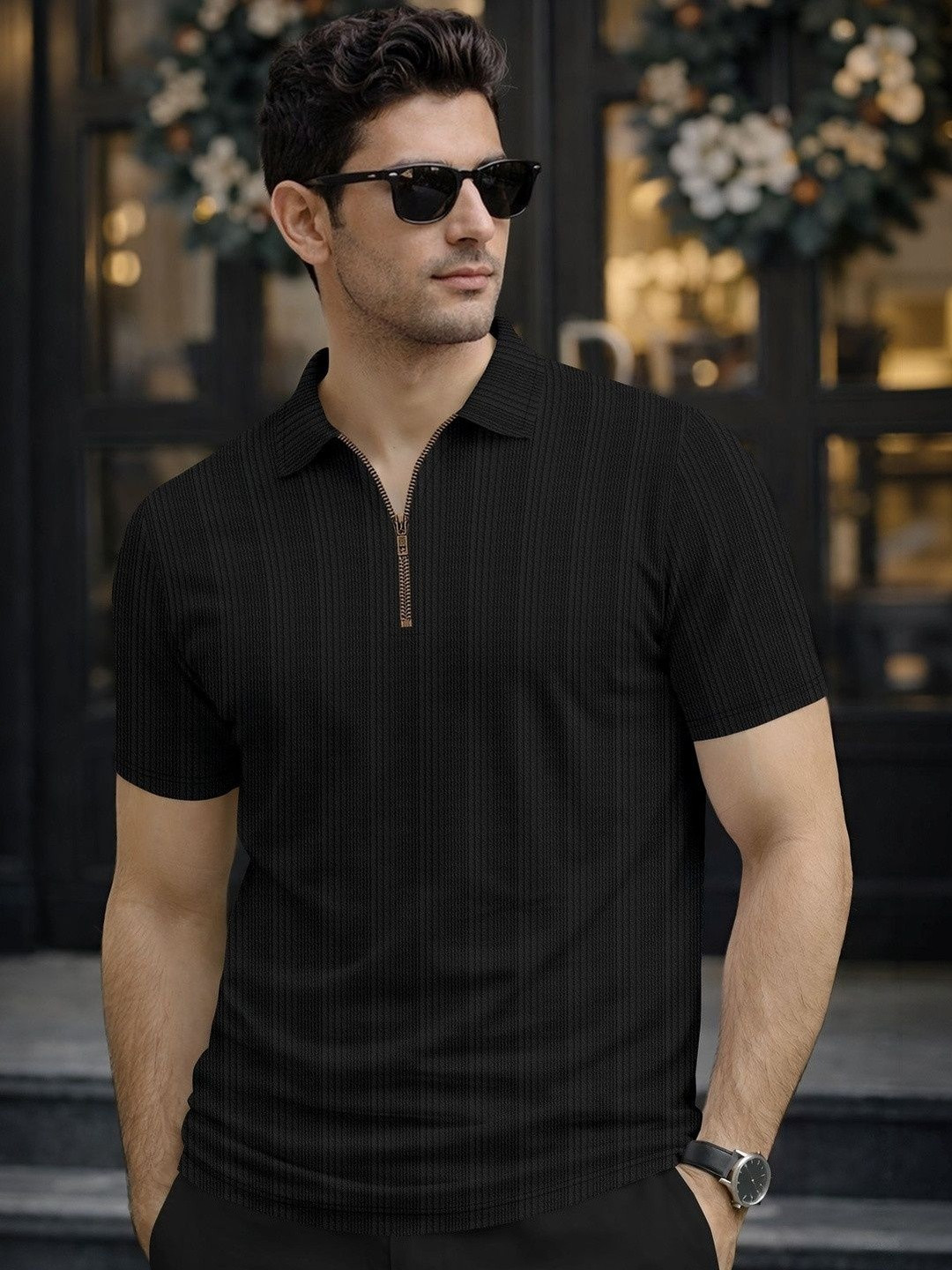 COMBRAIDED Men Polo Collar T-shirt