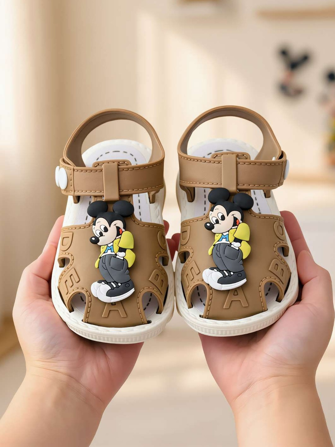 BAESD Disney Mickey Mouse Sandals with Snap Button Closure