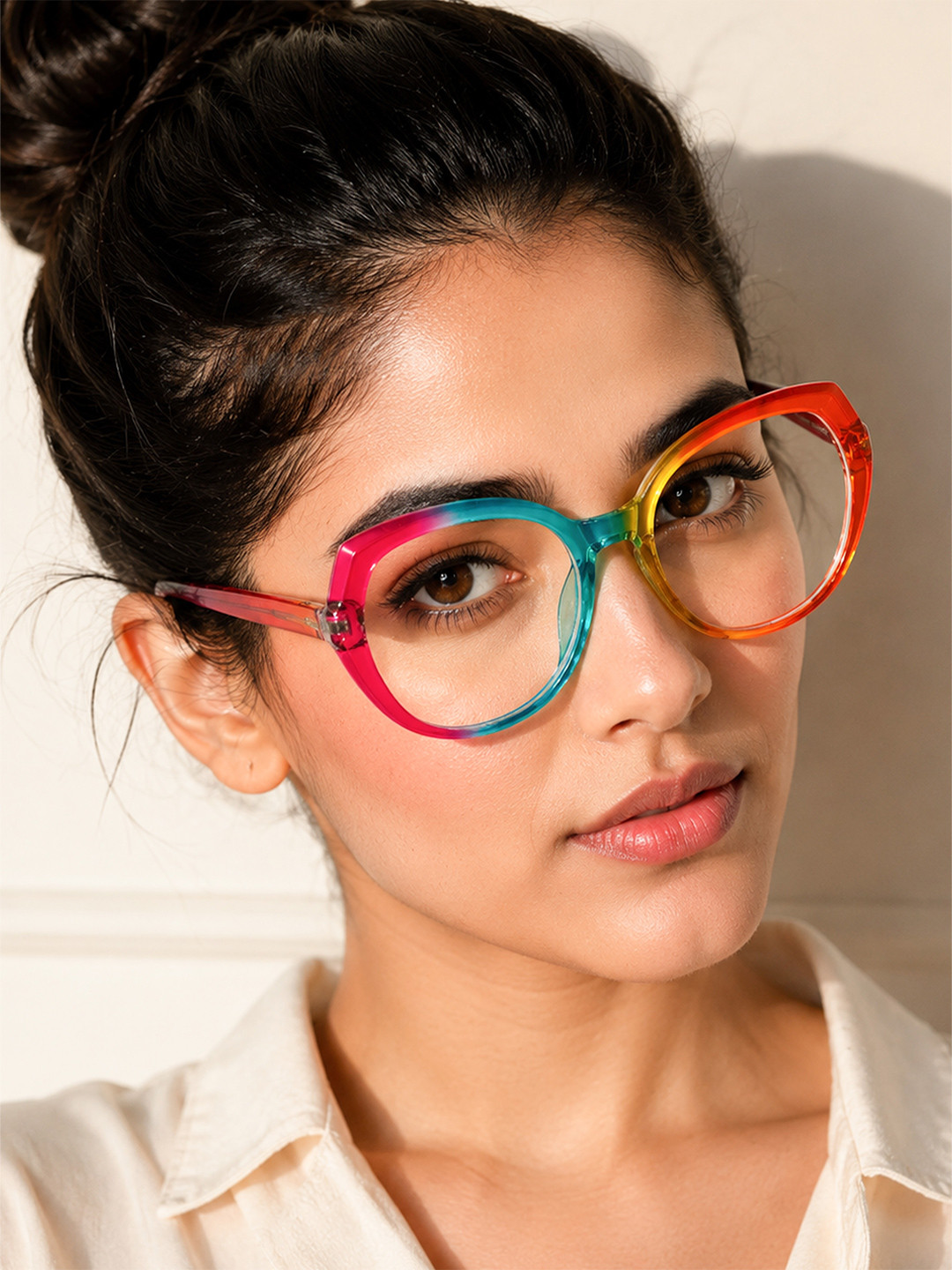 PERKEY Women Colourblocked Full Rim Blue Cut Oval Frames OPTL004-C2