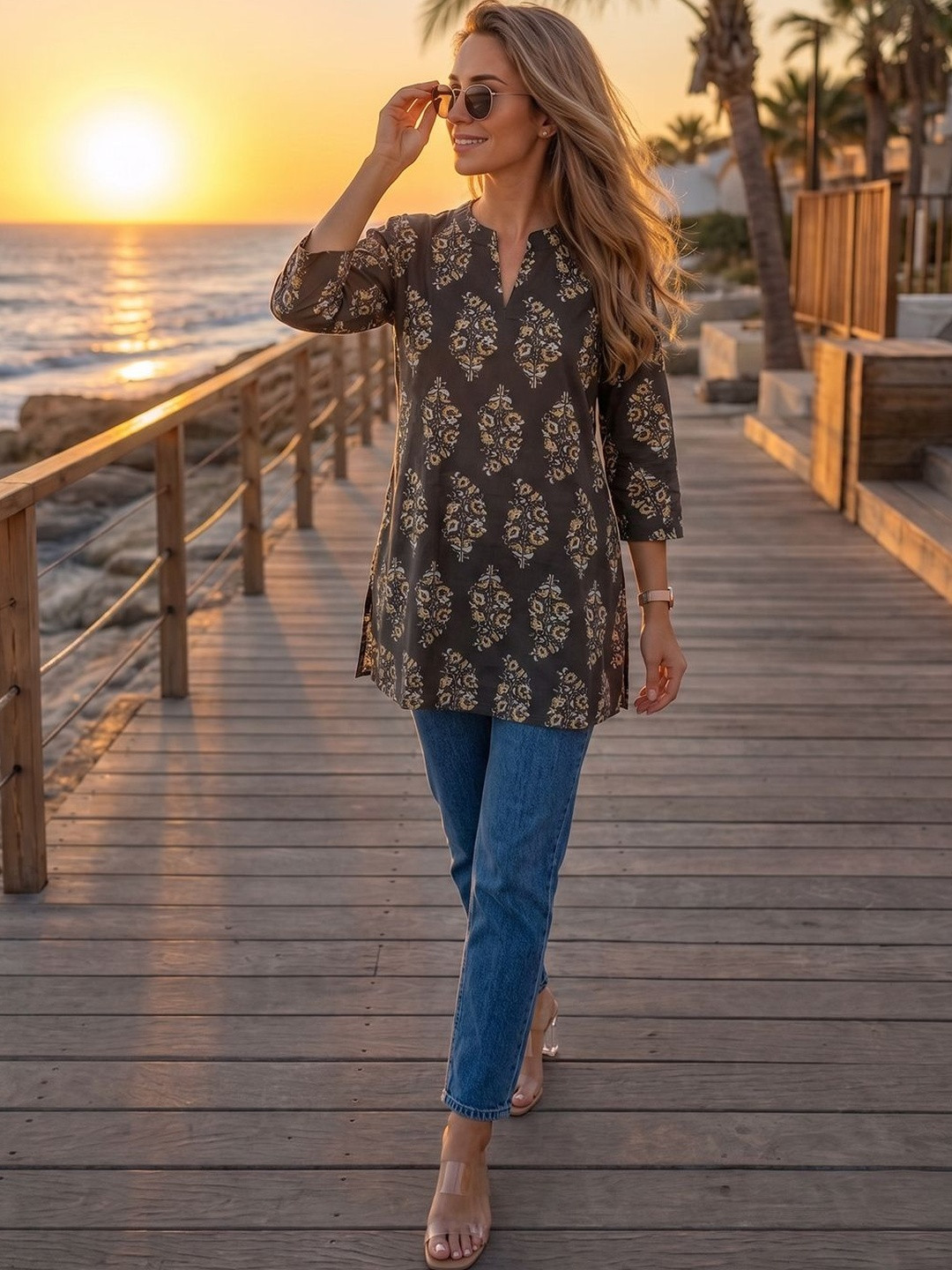 Varanga Women Block Printed Short Kurti