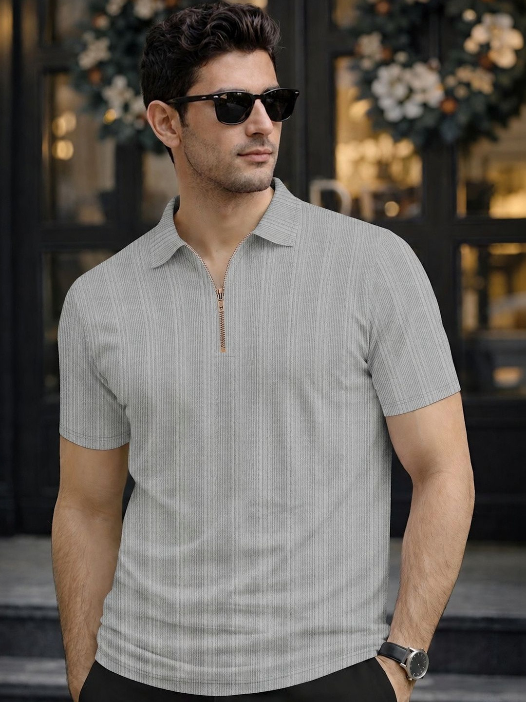COMBRAIDED Men Polo Collar T-shirt