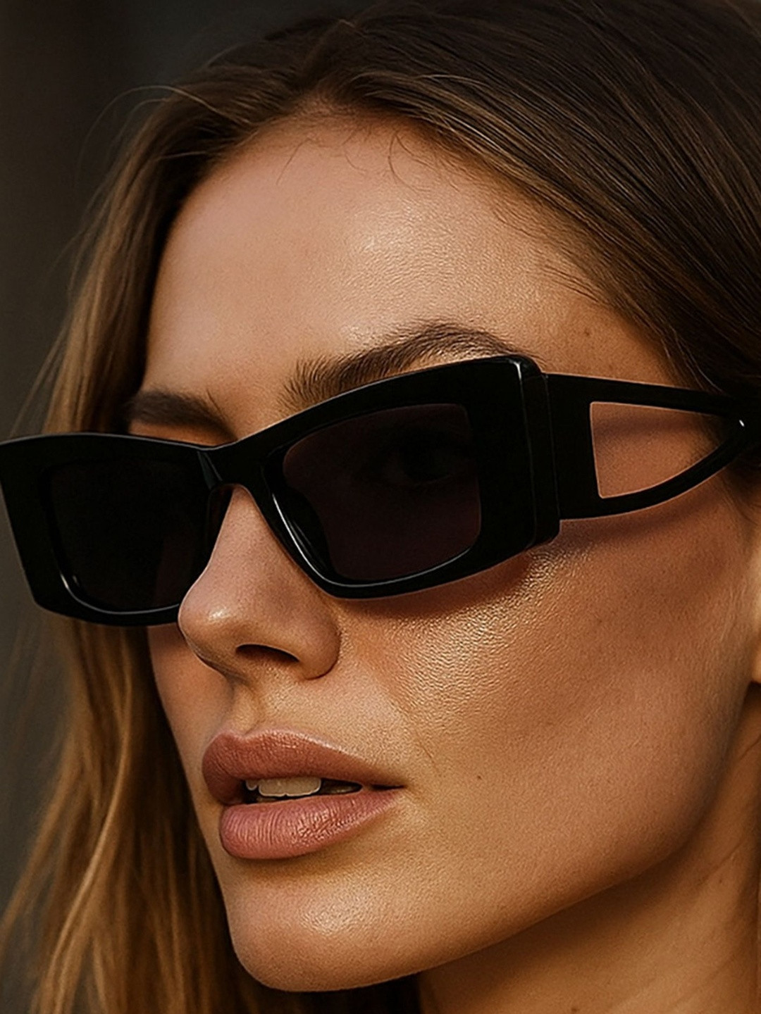 LULU & SKY Women Black Lens & Black Rectangle Sunglasses with