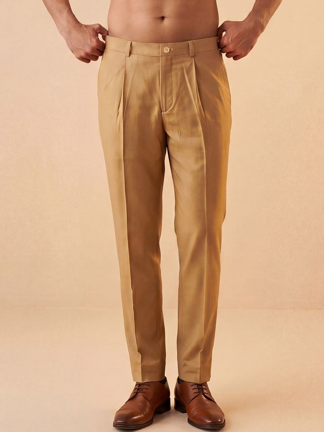House of Pataudi Men Relaxed Straight Leg Slim Fit Easy Wash Pleated Pyzama