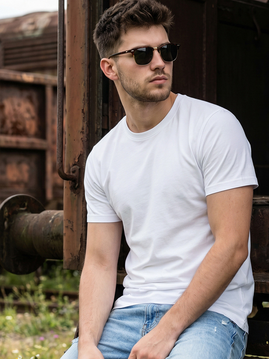 Bewakoof Men White Pure Cotton T-shirt - Image 1