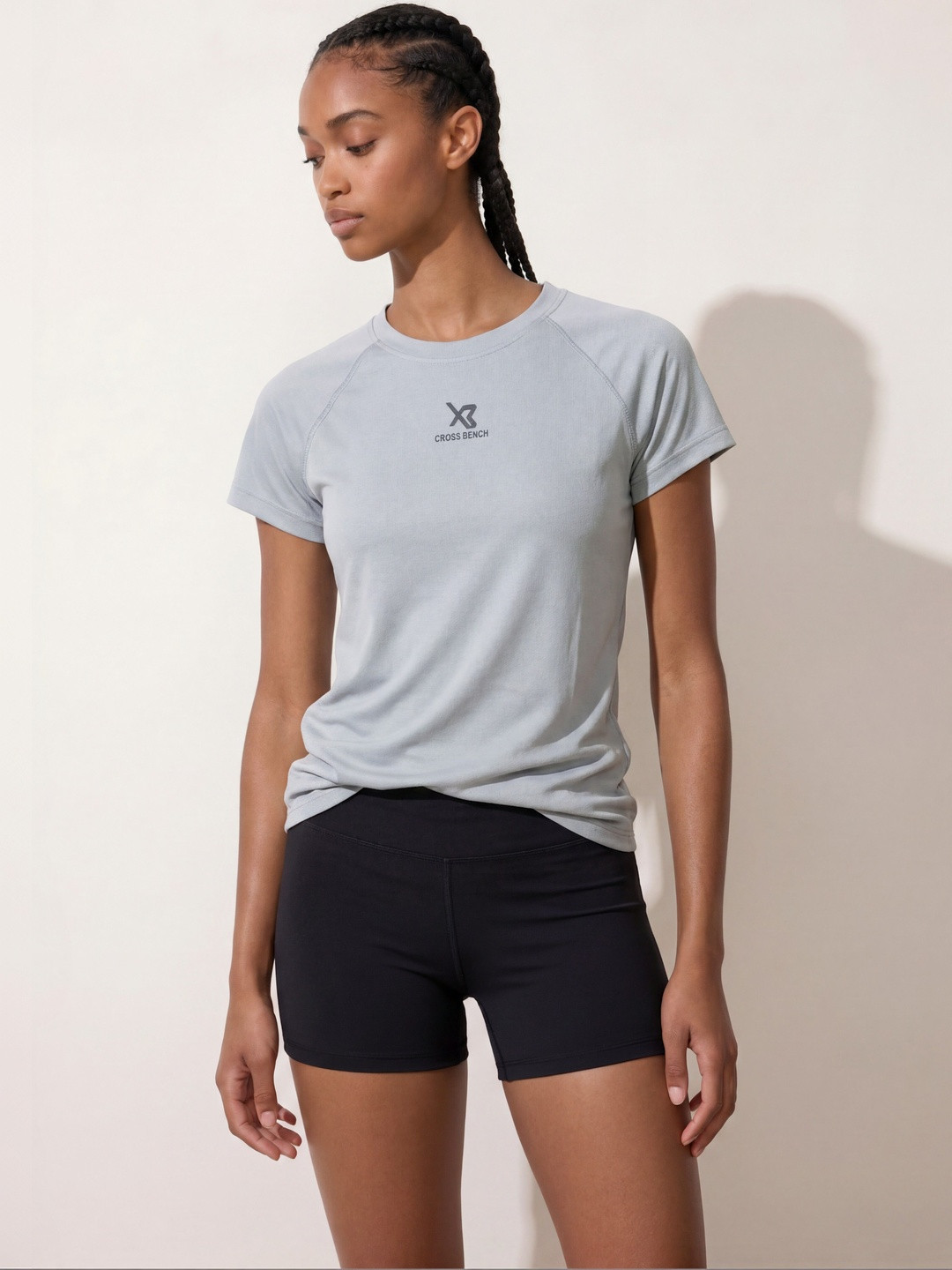 CROSS BENCH Women Brand Logo Printed Anti Static Slim Fit T-shirt
