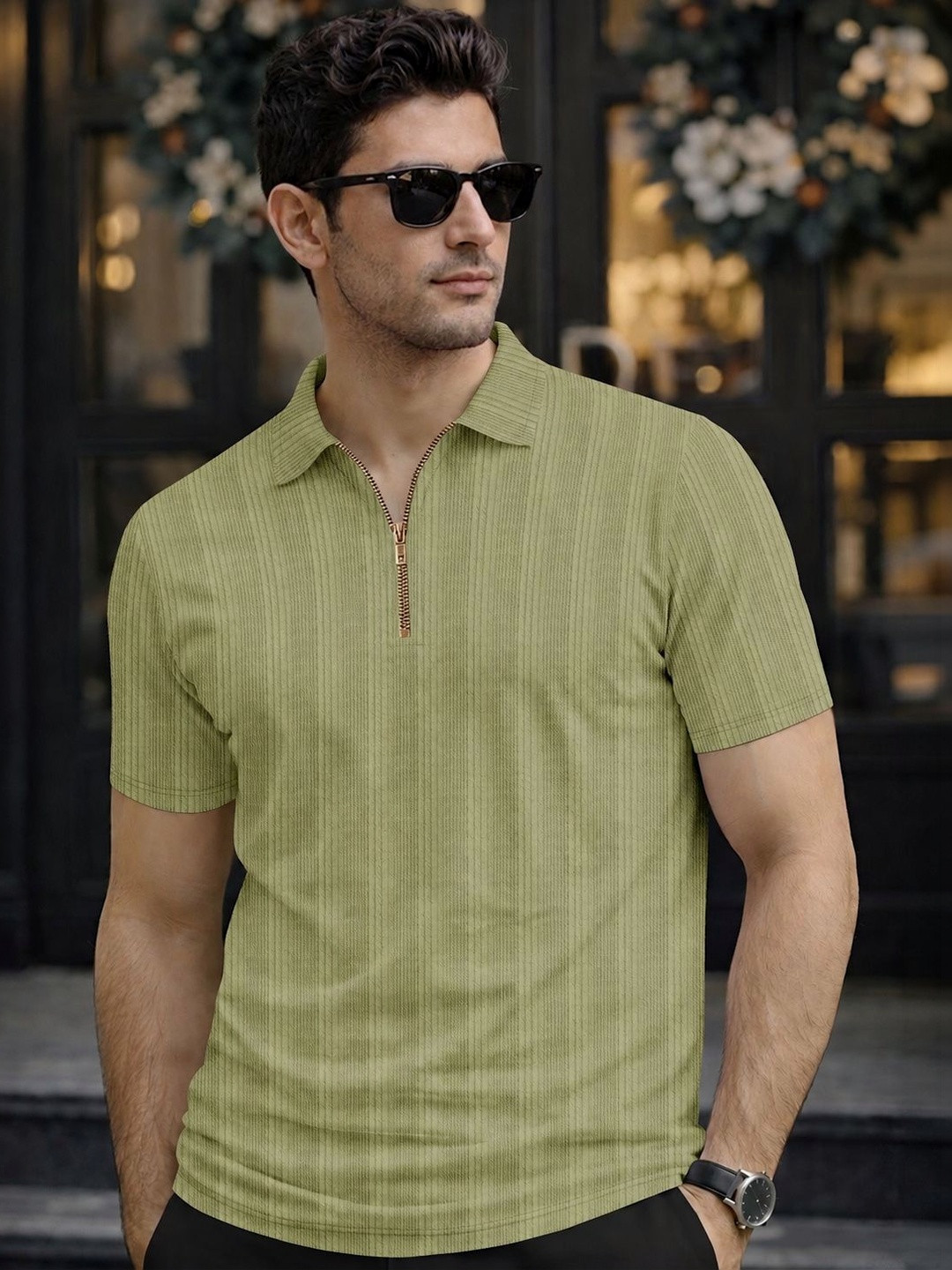 COMBRAIDED Men Polo Collar T-shirt
