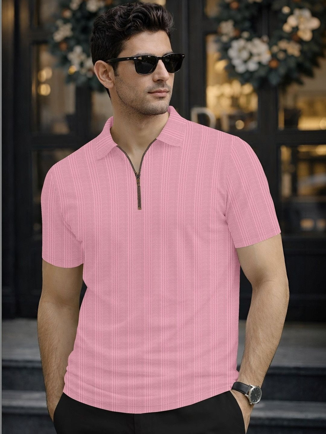 COMBRAIDED Men Polo Collar T-shirt
